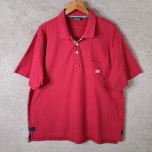 Orvis Shirt‎ Mens XL Red Polo American Flag Golf Rugby Cotton Heavyweight Preppy